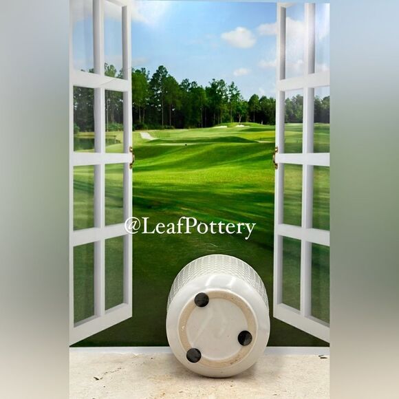 Sherley (SM) White/Brown Ceramic Planter Pot with Saucer Attached - Picture 8 of 9